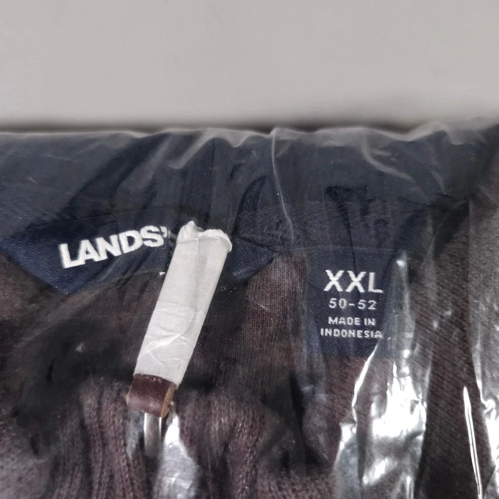 Lands End Quarter Zip Pullover‎ Mens XXL Kona Brown Heather Bedford Ribbed Knit